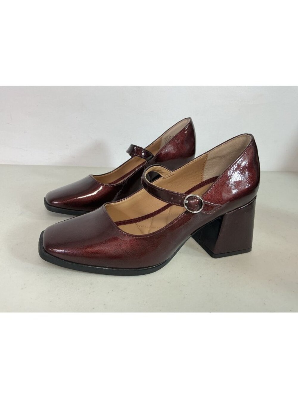 Rachel Zoe Livia Square Toe Mary Jane Heels Burgundy Chunky Heel Womens 6.5 New